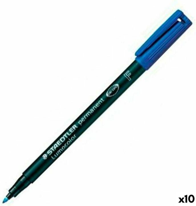 Image du produit Staedtler Stylo universel permanent Lumocolor, bleu, résistant aux taches et à l'eau, sèche en quelques (Bleu, 0.60 mm, 10 x)
