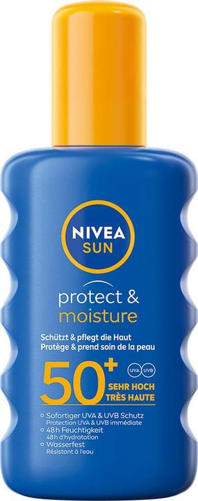 Actual product image NIVEA Protect & Moisture (Sun spray, SPF 50+, 200 ml, 237 g)