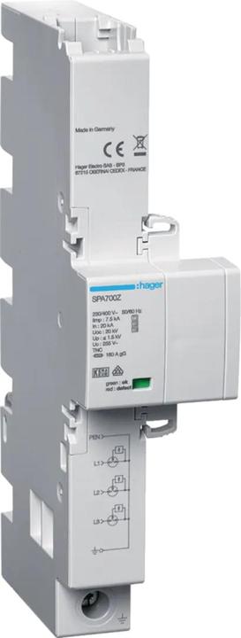 Produktbild Hager Kombiableiter T1+T2+T3 3P SPA700Z Iimp 7,5kA TNC
