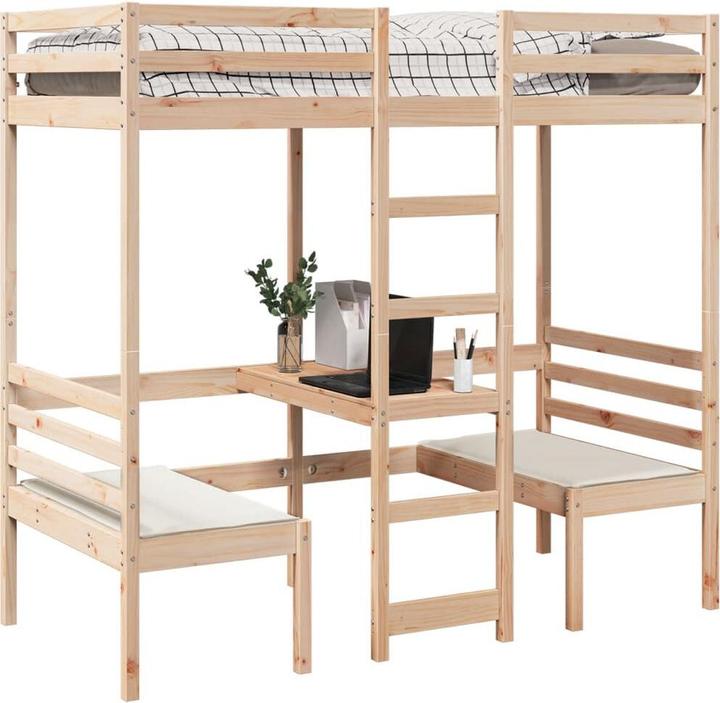 Produktbild VidaXL Hochbett mit Schreibtisch & Stühlen (90 x 190 cm)