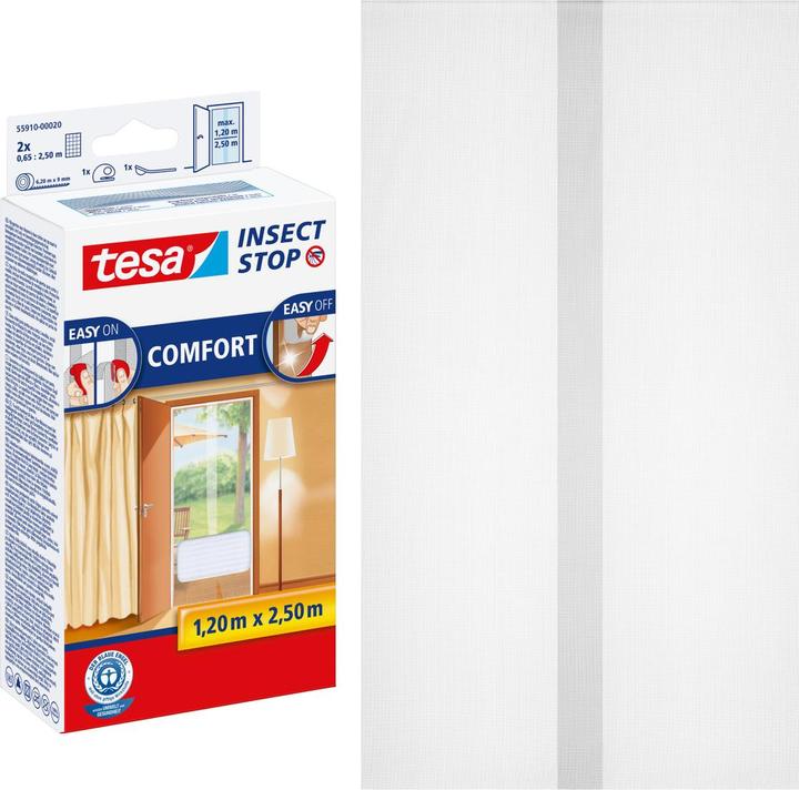 Image du produit tesa Moustiquaire COMFORT pour fenêtres, avec bande Velcro, autocollante, sans perçage (65 x 250 cm)