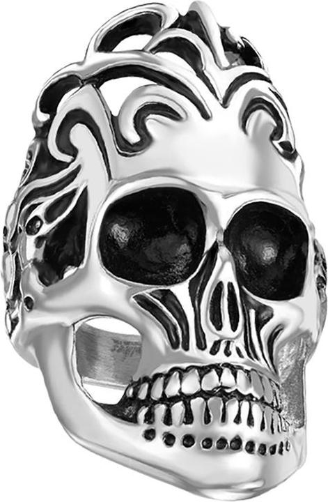 Star Piercing Ring silber Schädel mit Blumen Haar (Chirurgenstahl 316L)