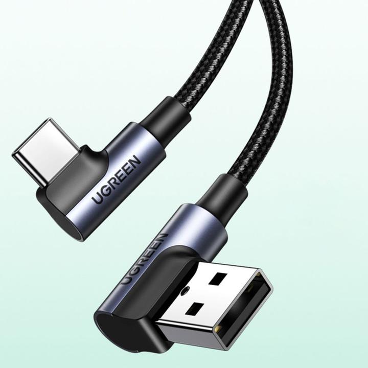 Actual product image Ugreen USB-C to USB-A 2.0 Angled Cable US176, 3A, 3m (Black) (3 m, USB 2.0)