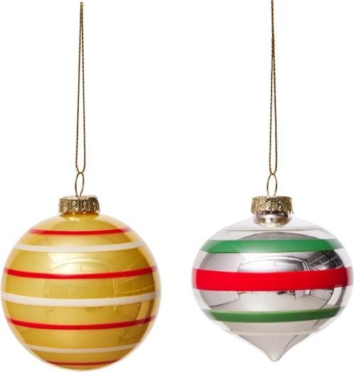 Oyoy Living - Vintage Christmas Glass Ball, Pack of 2 - No 3 (2 -part)