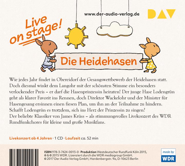 Produktbild Der Sängerkrieg der Heidehasen - Live! (James Krüss, WDR Rundfunkchor Köln, Nina Kawalun, Ole Könnecke, Deutsch)