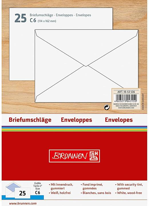 Produktbild Briefumschlag C6 (114 x 162 mm, 25 x)