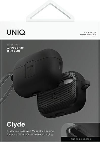 Image du produit Uniq étui Clyde Lock Case AirPods Pro 2 (2022/2023) czarno-ciemnoszary/charcoal-dark grey (Sac pour écouteurs)