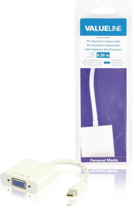 Image du produit Valueline Câble adaptateur Mini-DisplayPort mâle - VGA femelle blanc 0,20 m (0.20 m, DisplayPort)