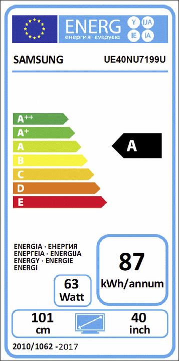 Energy Label Samsung UE40NU7199 (40", LCD, 4K, 2018)