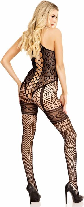 Immagine prodotto Leg Avenue Bodystocking Portacolletto Cuori Rossi Nero (Taglia unica)
