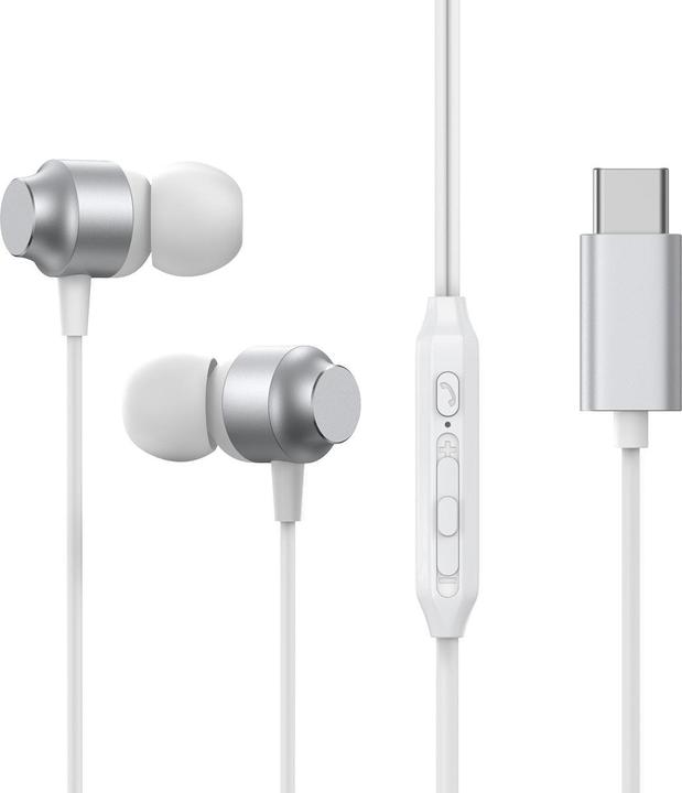 Actual product image Joyroom JR-EC06 TYPE-C Series In-Ear Metal Wired Earbuds-Silver (Cable)