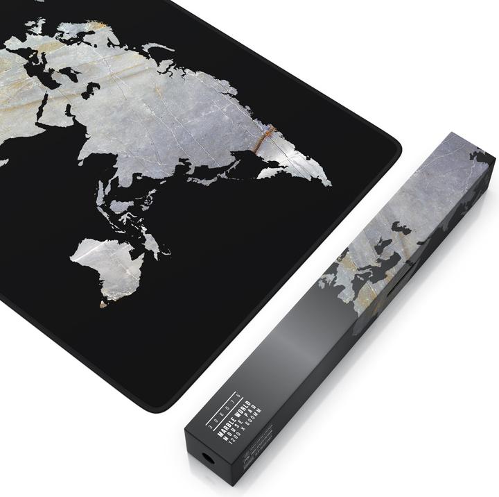 Actual product image Titanwolf Gaming mouse pad, XXXL speed mouse mat 1200 x 600 mm, speed & precision, world map marble (XXL)