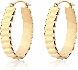 Sagapo S'Agapõ - Decent Gold Plated Chunky SHK58 Hoop Earrings