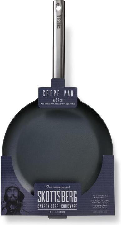 Produktbild Skottsberg Crepe Pfanne Carbonstahl, 27 cm Durchmesser, Edelstahlgriff (27 cm, Crêpe Pfanne, Carbonstahl)