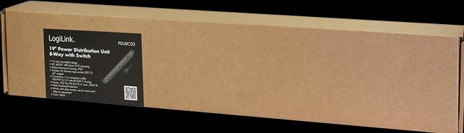 Produktbild LogiLink 19" Steckdosenleiste 8-fach, mit Kaltgerätestecker u. Überlastschutz (8 x, CEE 7/3, 3 m)