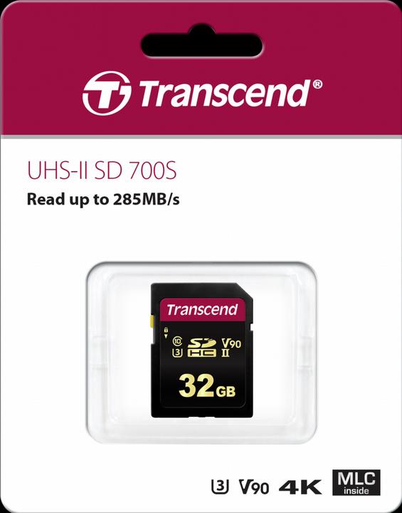 Actual product image Transcend SDHC 700S 32GB Class 10 UHS-II U3 V90 (32 GB, SDHC, U3, UHS-II)
