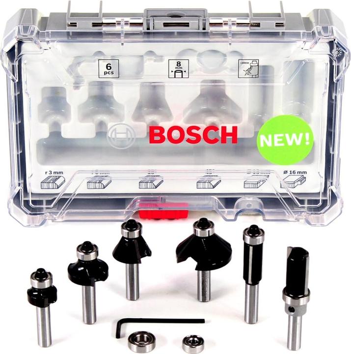 Produktbild Bosch Professional Zubehör 6-teiliges Rand- und Kantenfräser-Set, 8-mm-Schaft für Handfräsen