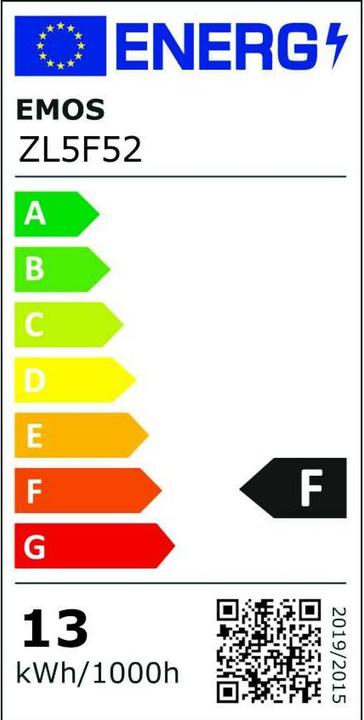 Label énergétique Emos Lampe LED Basic A60 / E27 / 12,4 W (75 W) / 1055 lm / Blanc chaud (E27, 12.40 W, 1055 lm, 1 x, F)