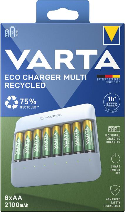 Produktbild Varta Eco Charger Multi (1 Stk., AA, AAA, HR6, 1600 mAh, Ladegerät inkl. Akku)
