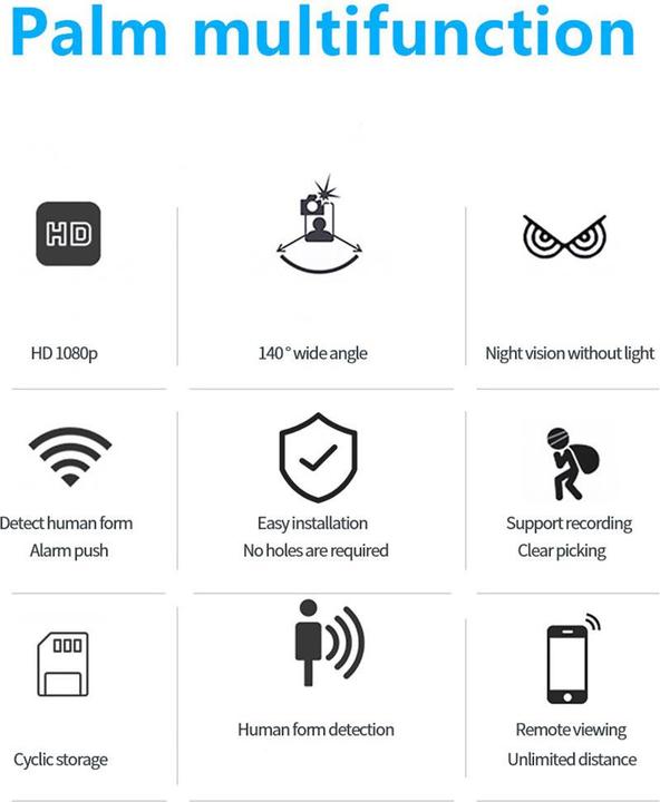 Image du produit Werkstein Mini WiFi IP Kamera FullHD 1080p, Nachtsicht, Micro SD, iOS/Android (1920 x 1080 Pixels)