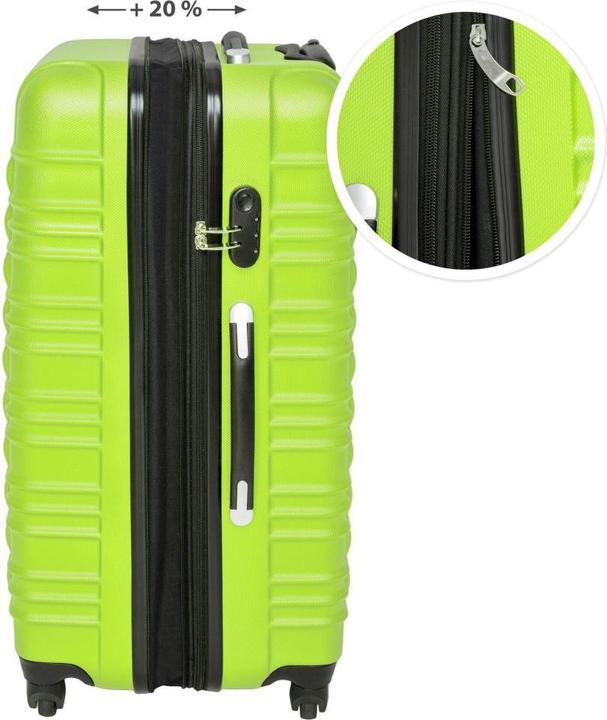 Immagine prodotto tectake Set di valigie rigide (106 l, Bagaglio a mano (fino a 50 litri), M (50 - 90l), L (90 - 115l))