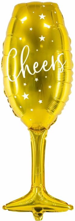 Partydeco Alu-Ballon Goldenes Champagnerglas (80cm) (1 x)