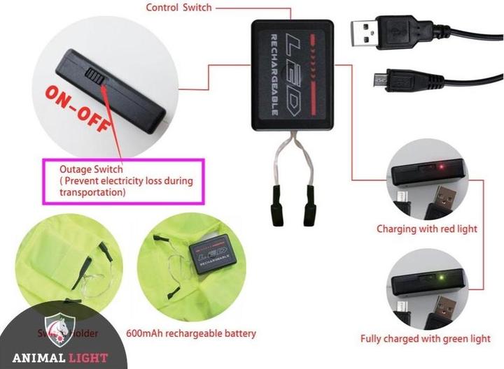 Actual product image Animal Light LED Leuchtweste Flex