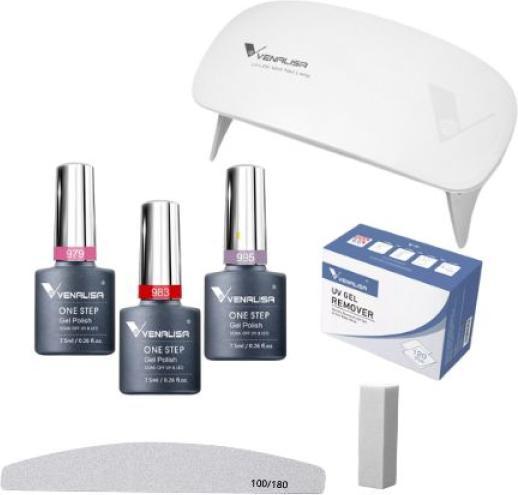 Produktbild Venalisa Gellack Starter Set S (Candy Pink, grey fuchsia, Red, Gel-Effekt Nagellack)
