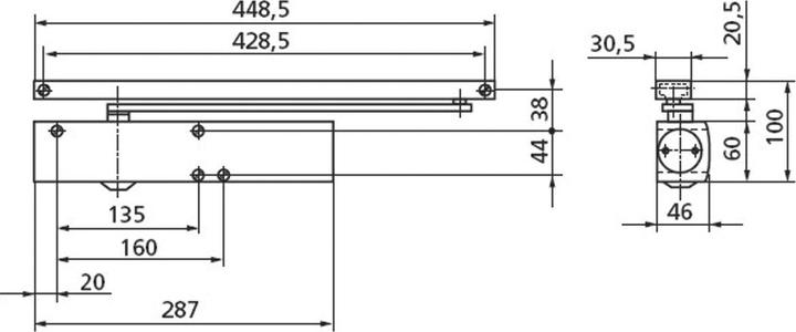 Actual product image Geze Door closer TS 5000L, EN 2-6 with guide rail, without hold-open device, silver