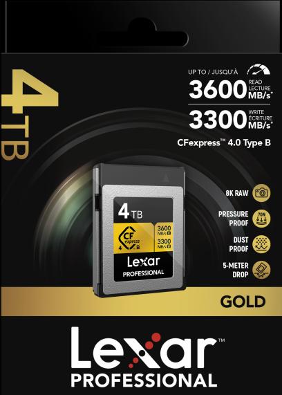 Actual product image Lexar 3600MB/s CFexpress 4.0 B 4TB Gold (4000 GB, CFexpress type B)