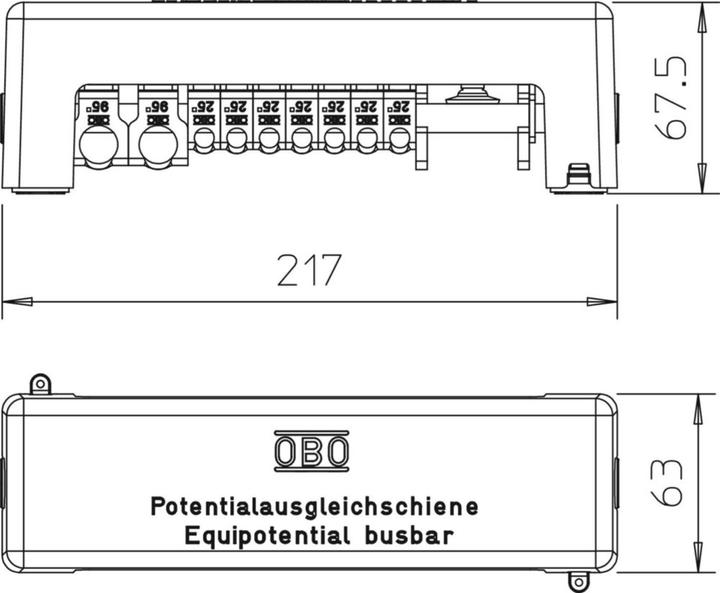 Actual product image OBO Bettermann Equipotential bonding rail