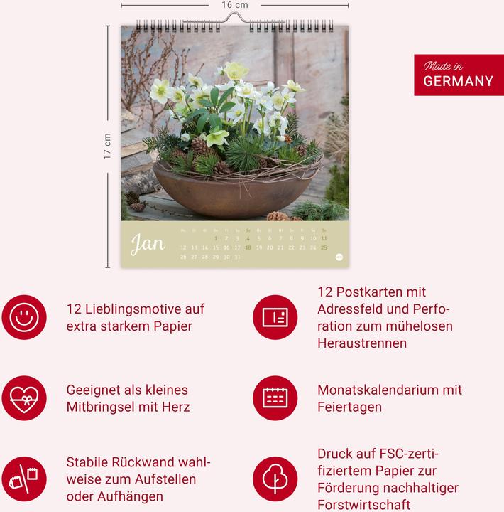 Produktbild Herzliche Blumengrüsse Postkartenkalender 2026 (Harter Einband, Deutsch)