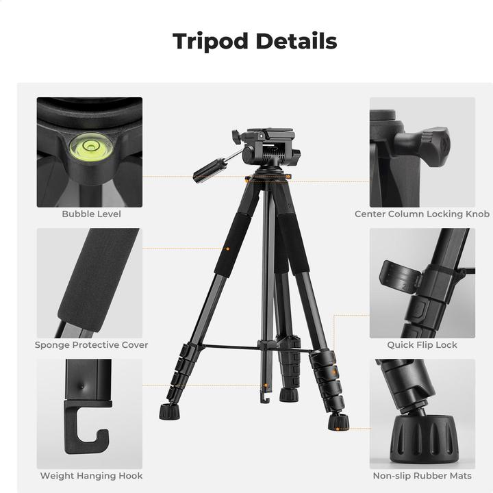 Actual product image K&F Concept S255A3+BV01 Magnesium Aluminum Alloy Tripod (Metal)