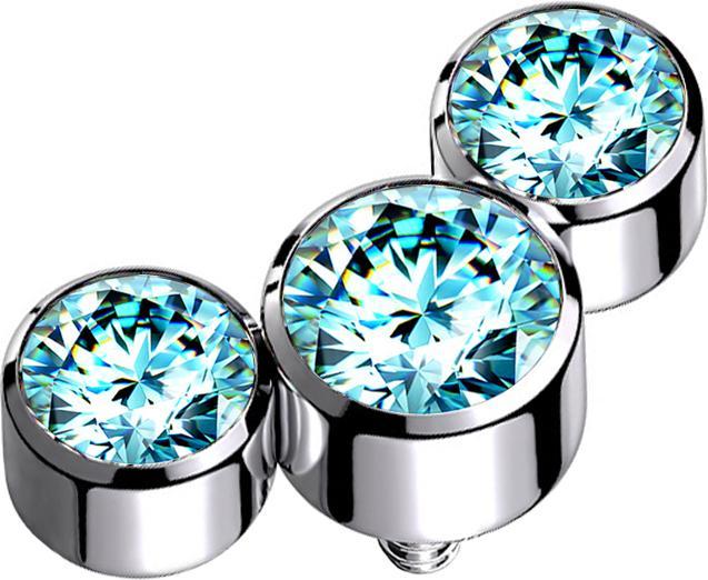 Immagine prodotto Star Piercing Dermal Anchor argento tre cristalli acqua (Titanio G23, senza ottone)