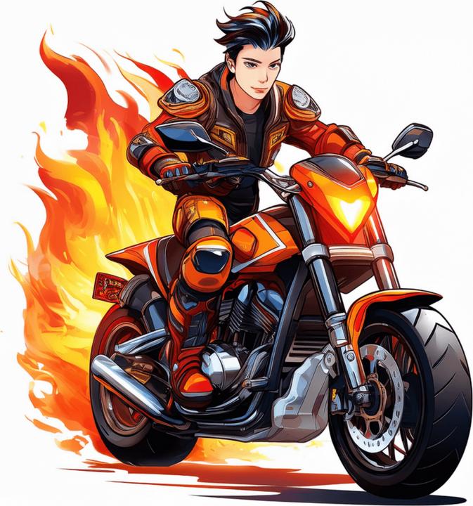 Produktbild Bügelbilder Bügelbild Flammen-Motorradfahrer