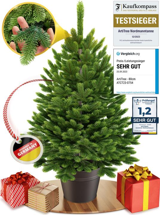 Produktbild Artitree Weihnachtsbaum 80 cm im Topf mit integrierter Lichterkette (80 cm)