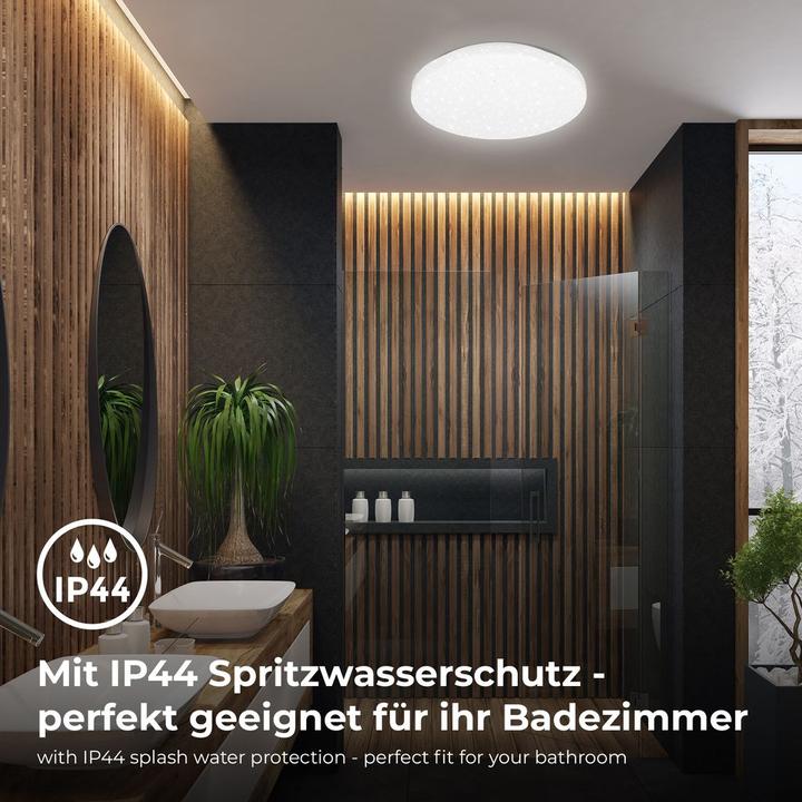 Produktbild B.K.Licht LED-Deckenleuchte, Sternenhimmel weiss, IP44 (1300 lm)