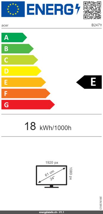 Energie-Label Acer Dis 24 Vero B247YGbemiqpruzx IPS 120Hz (1920 x 1080 Pixel, 23.80")