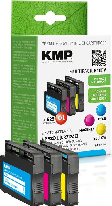 KMP 105V Vorteilspack C/M/Y komp. mit HP 933 XL (M, C, Y)