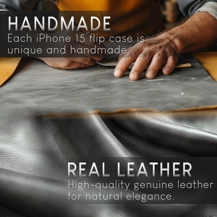 Actual product image Nalia Genuine leather flip case cover with magnetic fastener (Apple iPhone 15 Pro Max)