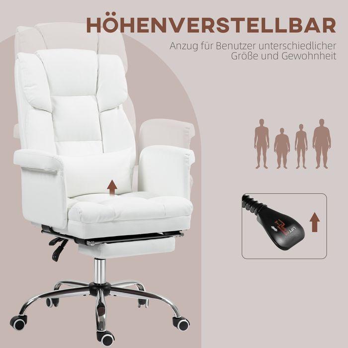 Produktbild Swisshandel24 Bürostuhl, Ergonomisch Schreibtischstuhl mit Liegefunktion, Lendenkissen, Weiss