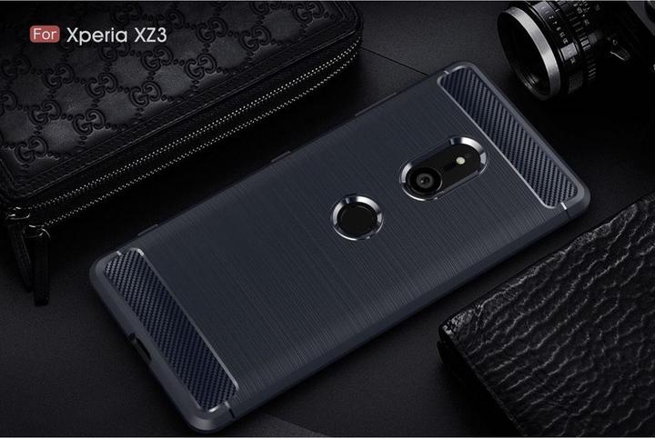 Produktbild König Design Hülle Handy Schutz für Motorola Moto Z3 Case Cover Bumper Carbon Optik TPU Blau (Motorola Moto Z3)