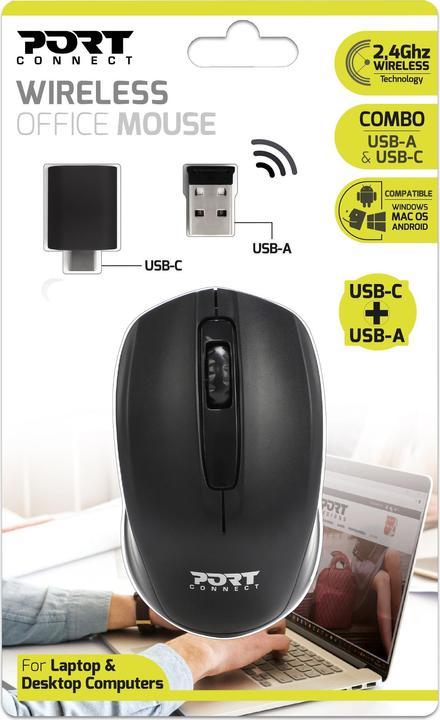 Produktbild Port Designs 900508 Maus Beidhändig RF Wireless+USB Type-C 1000 DPI (Kabellos)