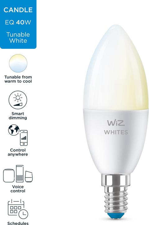 Produktbild WiZ Smart Bulb (E14, 4.80 W, 470 lm, 1 x, E)