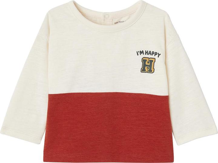 Vertbaudet Baby Shirt Colorblock mit Message, Bio-Baumwolle