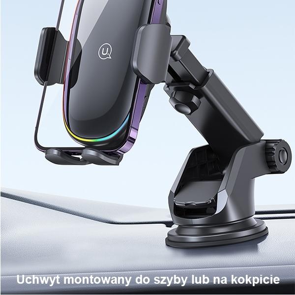 Produktbild Usams Uchwyt indukcyjny US-CD187 15W do szyby/na deskę czarny/black CD187ZJ01