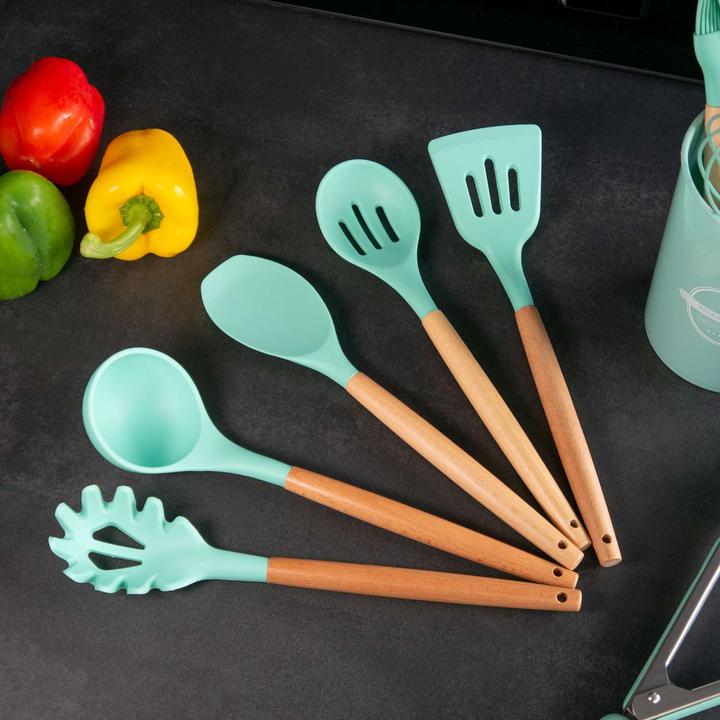 Actual product image Intirilife 12-piece kitchen utensil set with tongs whisk spatula