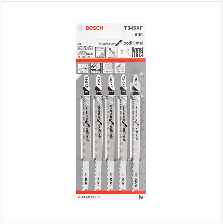 Produktbild Bosch Professional Zubehör PRO Multi Material thick and thin T345XF Stichsägeblatt, 132 mm, 5-tlg.