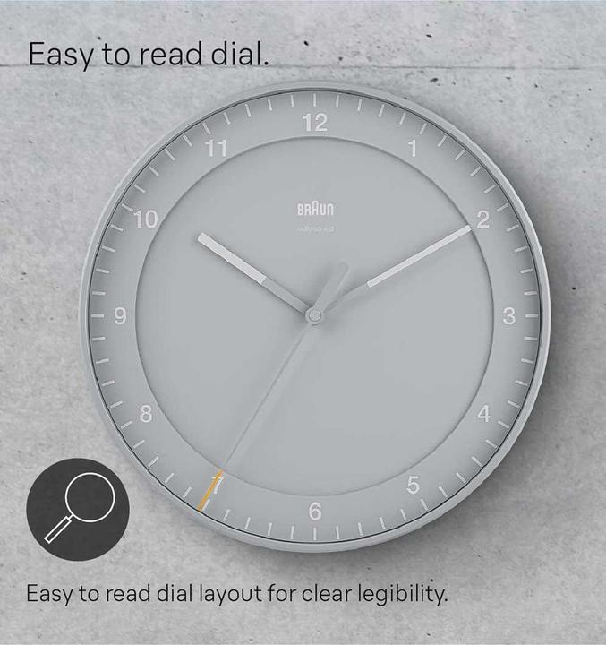 Actual product image Braun Wall clock, grey w.radio (30 cm)