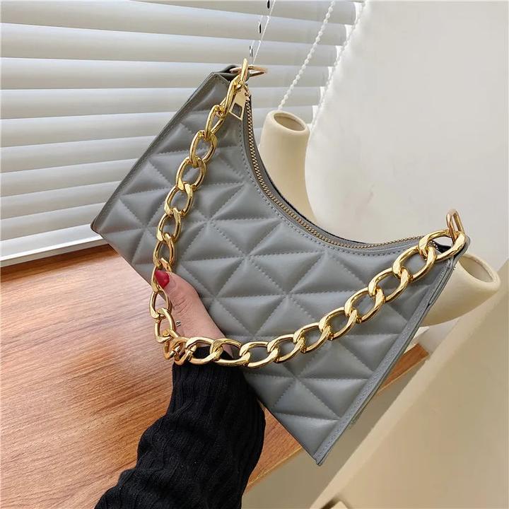 Only-Bags.Store Diamantmuster Umhängetasche PU-Leder Solide Farbe Nische Kette Handtasche Mode Unterarm
